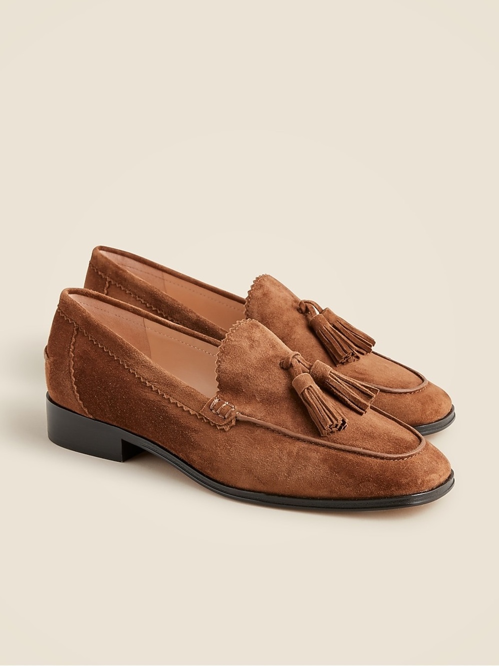 J Crew Maison Tassel Loafers in Italian Brown Suede